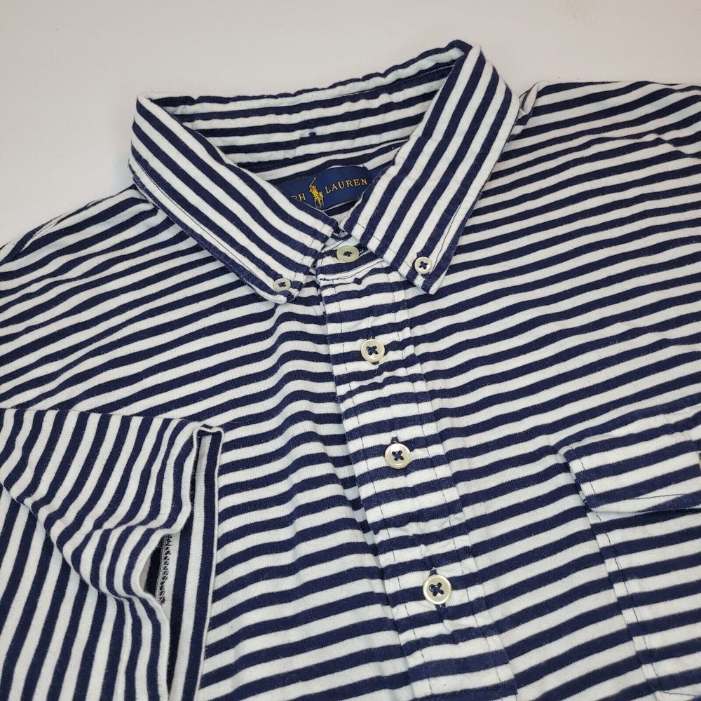 Ralph Lauren, Blue/White Stripe‎ Polo Shirt, Size XL